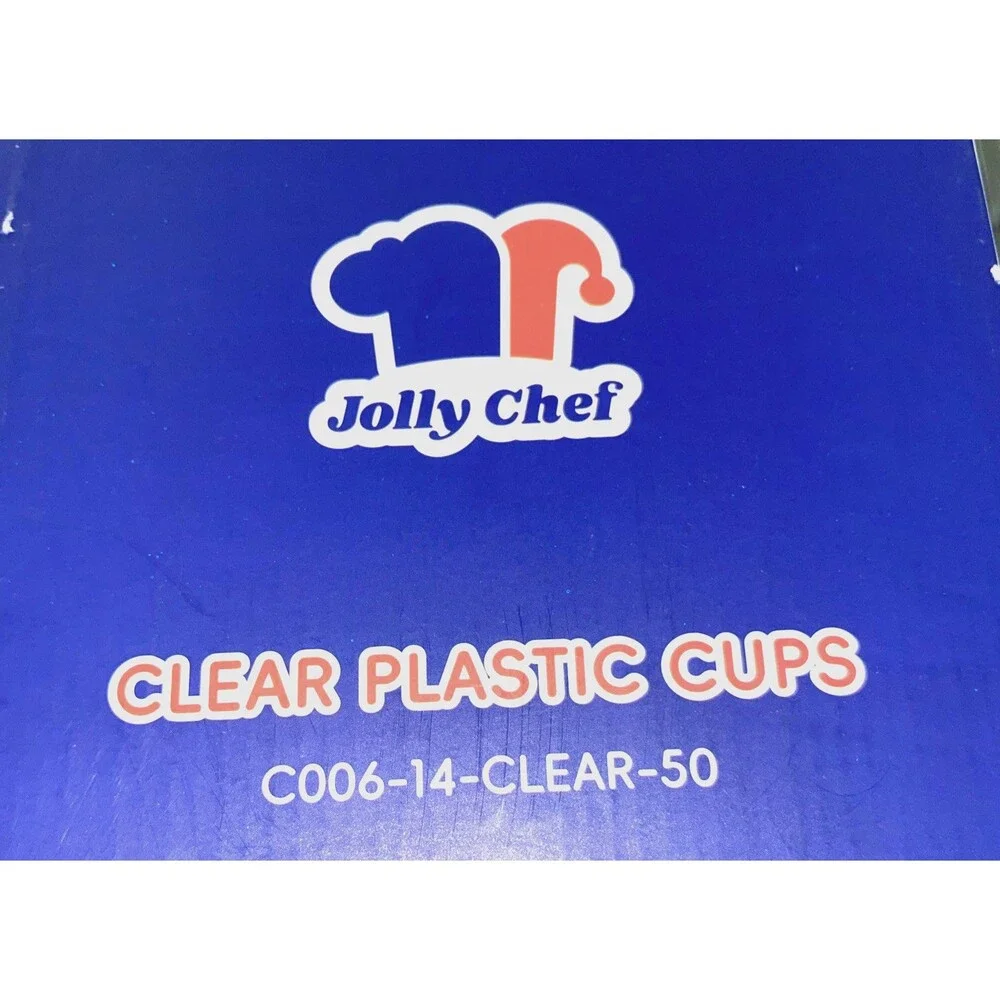 JOLLY CHEF 14 oz Clear Plastic Cups, 50 Count (Pack of 1), 14-Clear-50